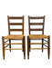 Pair of Vintage Ladder Back Rush Seat Chairs - Rustic Farmhouse Dining Side Chairs