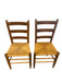 Pair of Vintage Ladder Back Rush Seat Chairs - Rustic Farmhouse Dining Side Chairs