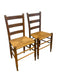 Pair of Vintage Ladder Back Rush Seat Chairs - Rustic Farmhouse Dining Side Chairs