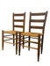 Pair of Vintage Ladder Back Rush Seat Chairs - Rustic Farmhouse Dining Side Chairs