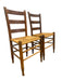 Pair of Vintage Ladder Back Rush Seat Chairs - Rustic Farmhouse Dining Side Chairs