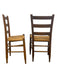 Pair of Vintage Ladder Back Rush Seat Chairs - Rustic Farmhouse Dining Side Chairs