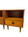 Pair of Vintage Mid-Century Nightstands - Open Shelf & Drawer, Atomic Round Pulls