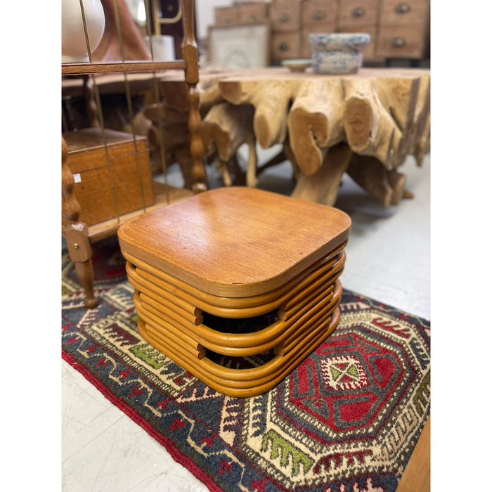 Pair of Vintage Paul Frankl Style Rattan Stools