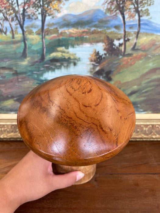 Possibly Hand-Turned Solid Wood Mushroom Sculpture, Mid-Century Modern Folk Art Object,1970s Style