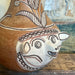 Primitive Animal Face Jug Clay pottery Folk art Head pitcher Sculpture.