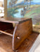 Rustic Vintage Handcrafted Oak Step Stool with Slatted Top and Curved Sides - Early 20th Century Wood Joinery