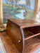 Rustic Vintage Handcrafted Oak Step Stool with Slatted Top and Curved Sides - Early 20th Century Wood Joinery