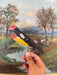Set of 10 Mid-20th Century Hand-Painted Folk Art Mostly Wooden Bird Silhouettes on Metal Rods