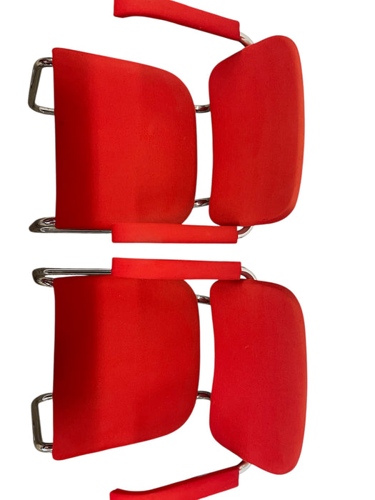 Set of 4 Knoll Cesca Red Upholstered Cantilever Armchairs with Chrome Frames