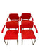 Set of 4 Knoll Cesca Red Upholstered Cantilever Armchairs with Chrome Frames