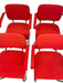 Set of 4 Knoll Cesca Red Upholstered Cantilever Armchairs with Chrome Frames