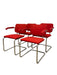 Set of 4 Knoll Cesca Red Upholstered Cantilever Armchairs with Chrome Frames