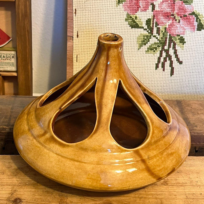 Signed Mid Century Modern Ceramic Vase With Water Drop Shaped Cutouts.(online purchase only)