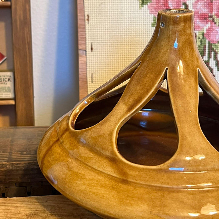 Signed Mid Century Modern Ceramic Vase With Water Drop Shaped Cutouts.(online purchase only)