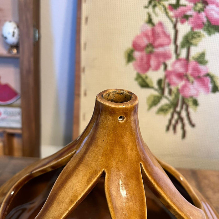 Signed Mid Century Modern Ceramic Vase With Water Drop Shaped Cutouts.(online purchase only)