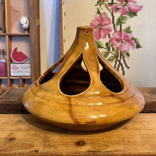 Signed Mid Century Modern Ceramic Vase With Water Drop Shaped Cutouts.(online purchase only)