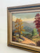 Signed Vintage Framed Scenic Landscape Oil Painting featuring Trees, Mountain Path, Rustic Wall Art, Mid Century Modern Style Original Nature Artwork