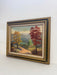 Signed Vintage Framed Scenic Landscape Oil Painting featuring Trees, Mountain Path, Rustic Wall Art, Mid Century Modern Style Original Nature Artwork