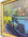 Still Life Oil Painting of Blue Planter with Flowers by R. Glidden, Framed