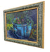 Still Life Oil Painting of Blue Planter with Flowers by R. Glidden, Framed