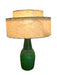Vintage 1950s Green Ceramic-like Table Lamp with possibly Fiberglass Double Drum Shade