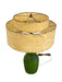 Vintage 1950s Green Ceramic-like Table Lamp with possibly Fiberglass Double Drum Shade