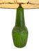 Vintage 1950s Green Ceramic-like Table Lamp with possibly Fiberglass Double Drum Shade