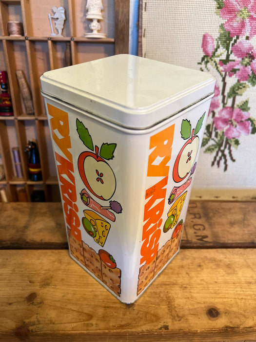 Vintage 1980 RYKRiSP metal cracker tin canister