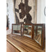 Vintage 3 Fold Mirror With Wooden Baking Floral DesignPatina Qualities Consistent with Age