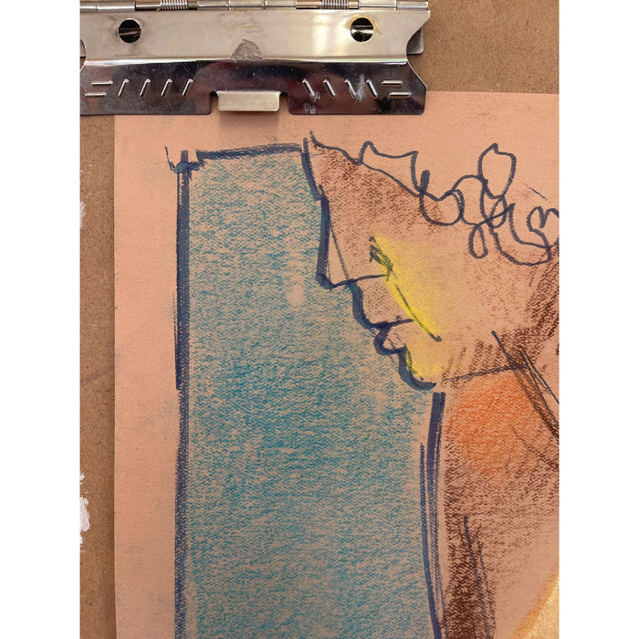 Vintage Abstract Nude Portrait Woman Possibly Pastel on Paper