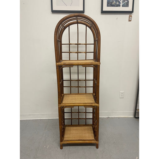 Vintage Arched Rattan Caning Bookshelf Etagere