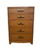 Vintage Art Deco 5 Drawer Dresser with Mid Century Design Elements and Original Brass Finished Metal Hardware