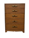 Vintage Art Deco 5 Drawer Dresser with Mid Century Design Elements and Original Brass Finished Metal Hardware