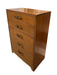 Vintage Art Deco 5 Drawer Dresser with Mid Century Design Elements and Original Brass Finished Metal Hardware