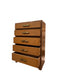 Vintage Art Deco 5 Drawer Dresser with Mid Century Design Elements and Original Brass Finished Metal Hardware