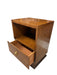 Vintage Art Deco Accent End Table With Burl Wood Veneer Accents and Original Handles and 1 Drawer