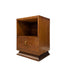 Vintage Art Deco Accent End Table With Burl Wood Veneer Accents and Original Handles and 1 Drawer