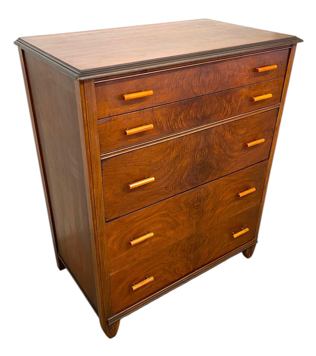 Vintage Art Deco Chest of Drawers with Bakelite Pulls by Crescent Furniture Co.