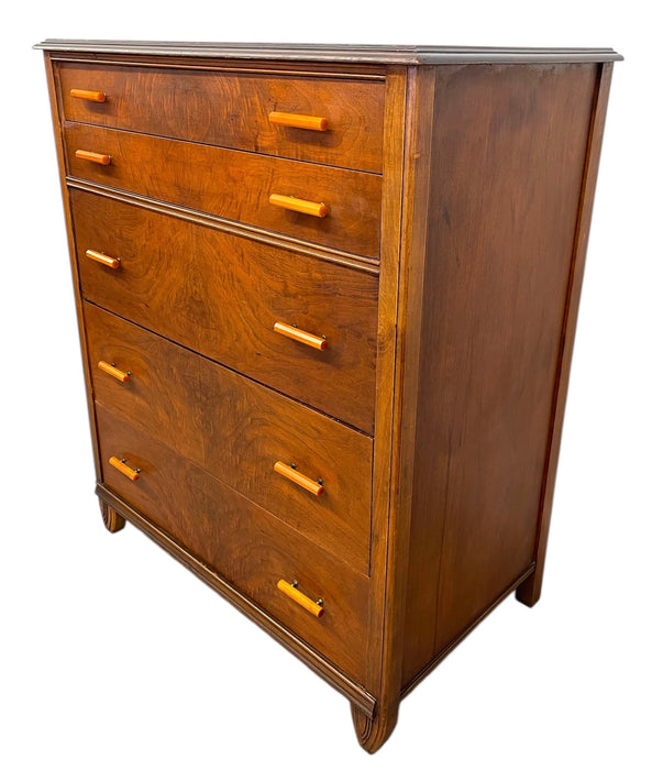 Vintage Art Deco Chest of Drawers with Bakelite Pulls by Crescent Furniture Co.