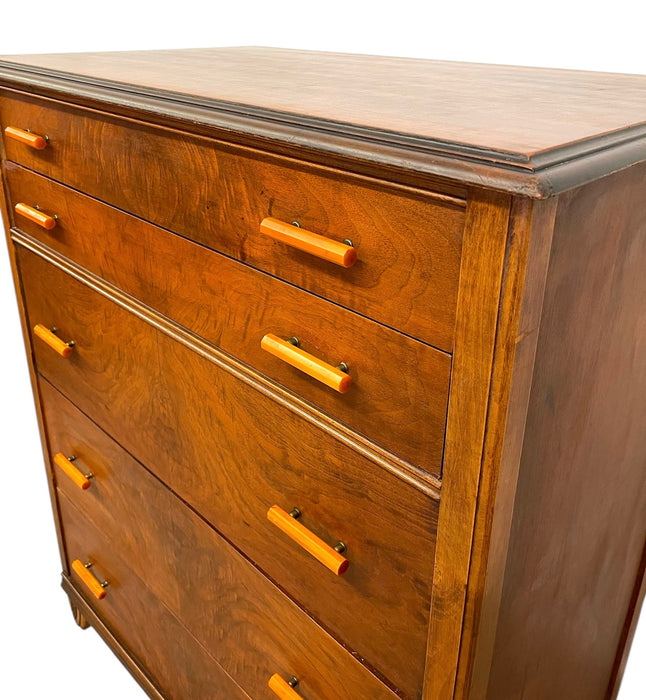 Vintage Art Deco Chest of Drawers with Bakelite Pulls by Crescent Furniture Co.
