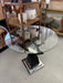 Vintage Art Deco & Frankart Style Glass Top Side Table with Black & Chrome Tone Nude Figures Sculptural Accent Table