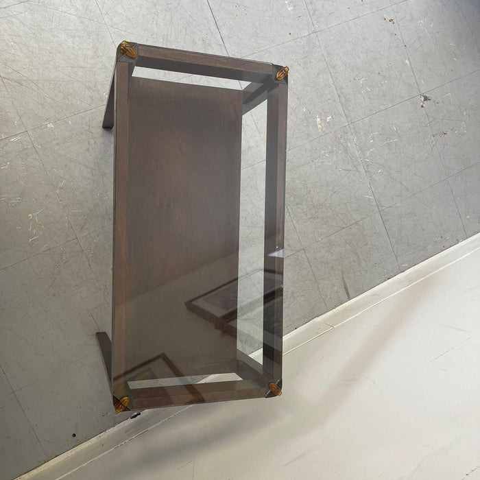 Vintage Art Deco Glass Top Wooden End Table. Uk Import.