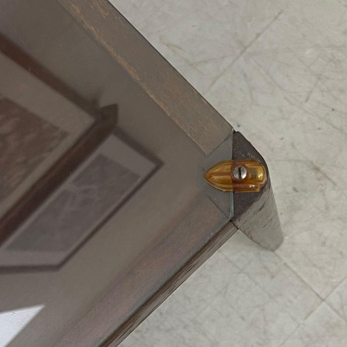 Vintage Art Deco Glass Top Wooden End Table. Uk Import.