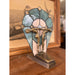 Vintage Art Deco Stained Glass Nude Figurine Blue Lamp