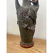 Vintage Art Nouveau Era Vase With Feminine Figurine Sculpture and Floral Motif.