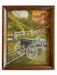 Vintage Autumn Landscape Oil Painting with Wagon by Evelyn Childress, Framed