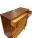 Vintage Bassett Monterey Mid-Century Modern Walnut 5-Drawer and 9-Drawer Dresser Set with Rosewood ‘X’ Inlays by Leo Jiranek Circa 1963