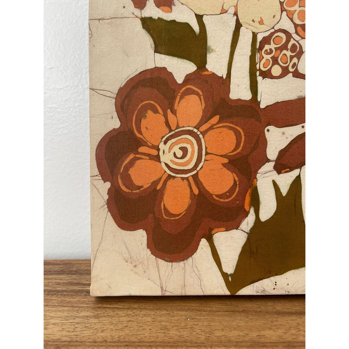 Vintage Batik Abstract Floral Artwork by Elisabeth Bernath