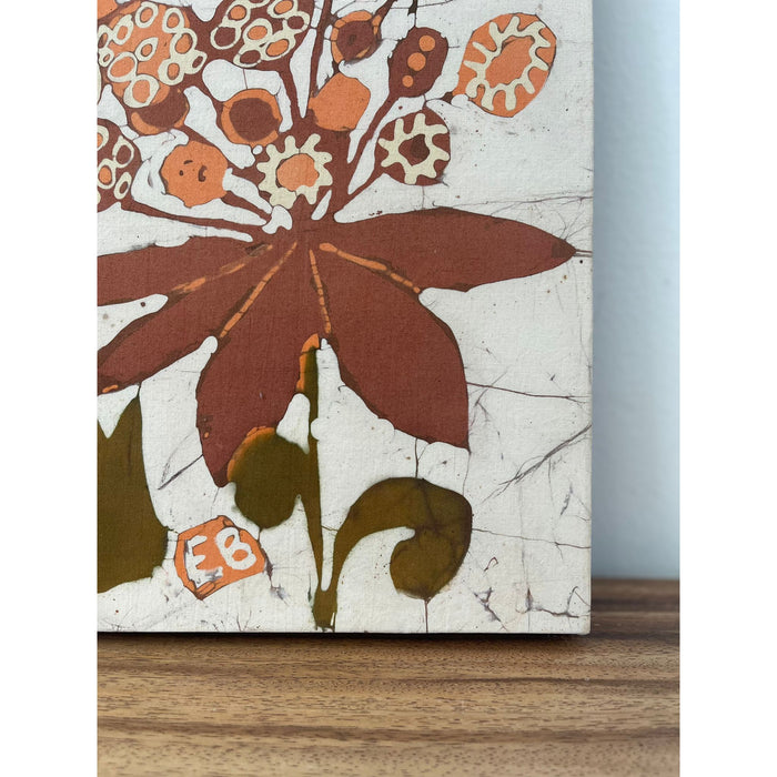 Vintage Batik Abstract Floral Artwork by Elisabeth Bernath